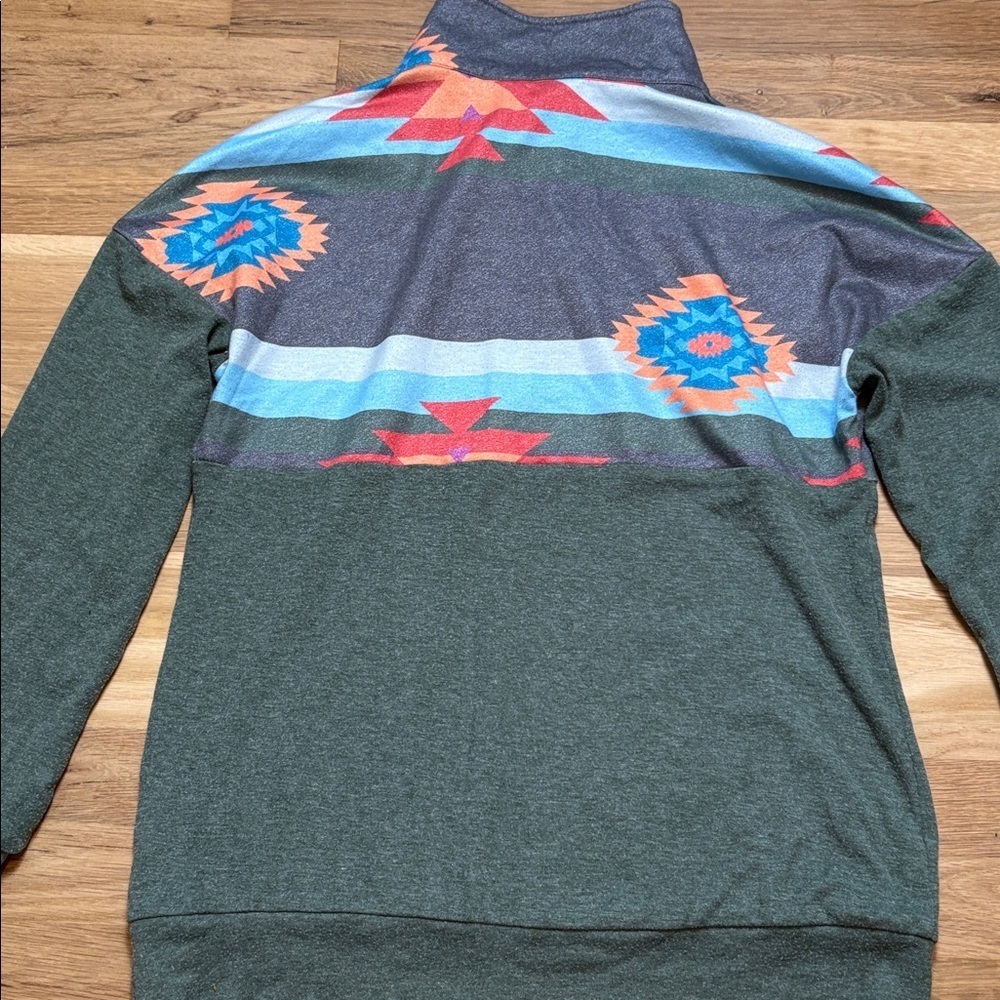 Southwest Inspired Multicolor Long Sleeve Quarter-Zip Pullover Women’s M - Picture 9 of 11